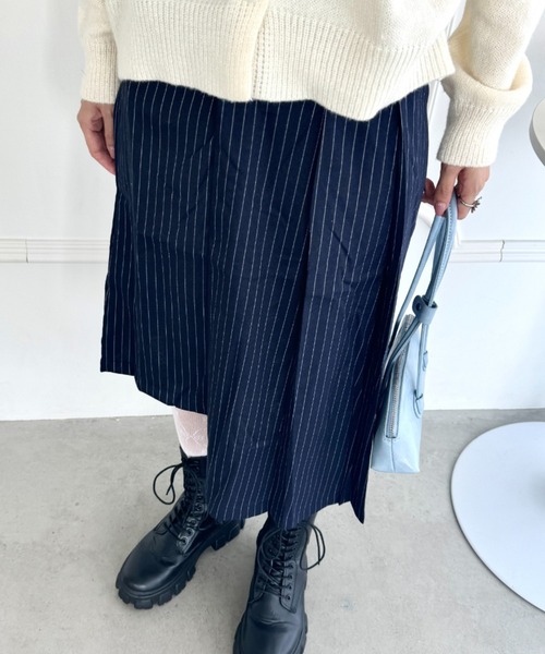 スカート ピンストライプアシンメトリースカート : ZOZOTOWN Yahoo!店 