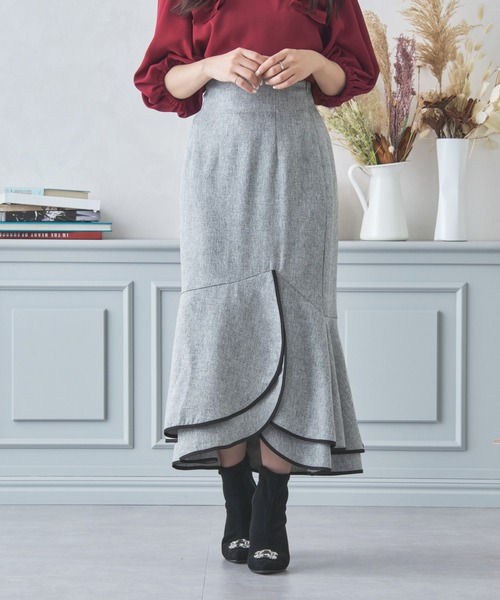 MISCH MASCH（ミッシュマッシュ） スカート 配色アシメフリルスカート