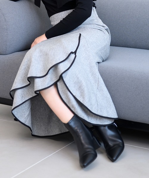 MISCH MASCH（ミッシュマッシュ） スカート 配色アシメフリルスカート