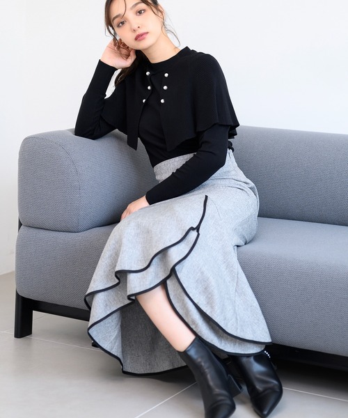 MISCH MASCH（ミッシュマッシュ） スカート 配色アシメフリルスカート