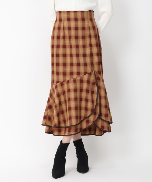 MISCH MASCH（ミッシュマッシュ） スカート 配色アシメフリルスカート