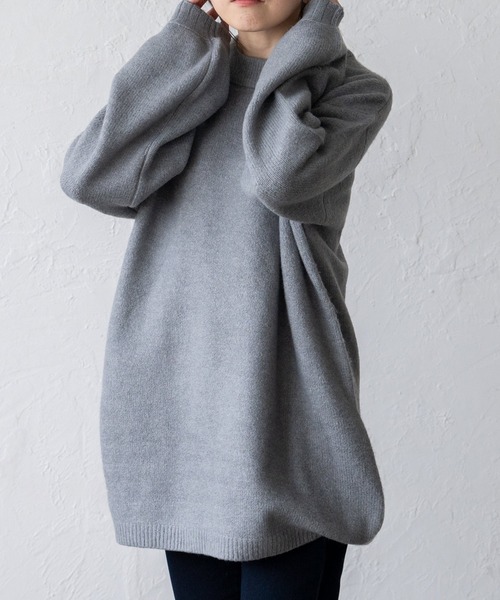 ラウンドネック ニットセーター グレー M VitaFelice（ヴィータフェリーチェ） ニット セーター ラウンドネック