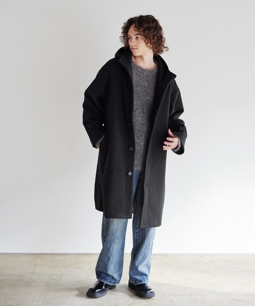 ⭐Schott × BEAMS　別注⭐メルトン　フーディー　パーカー　コート　S ASTRONOMY コート ジャケット Buyer's Select/メルトンフーデッド