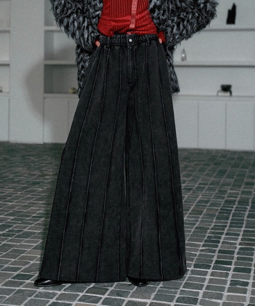 スウェットパンツ ジャージ Vintage like pintuck buggy sweat pants 