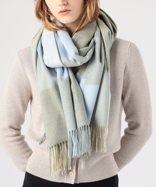 ■美品Johnstons of Elgin  カシミヤ マフラーストールチェック Johnstons of Elgin ストール マフラー カシミヤチェック