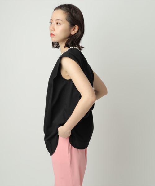 ☆美品☆CADUNÉ ノースリーブチュニック 38 CADUNE 「CADUNE」 ノースリーブトップス 38 ブラックミックス
