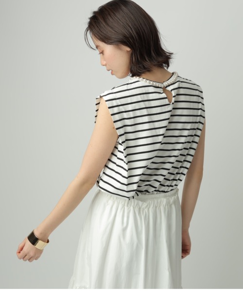 ☆美品☆CADUNÉ ノースリーブチュニック 38 CADUNE 「CADUNE」 ノースリーブトップス 38 ブラックミックス