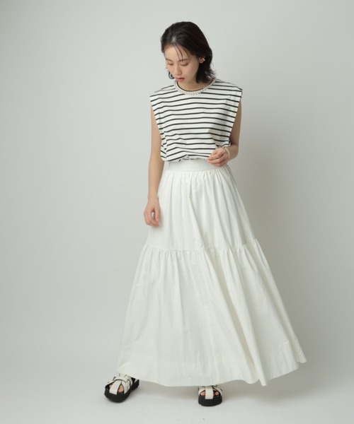☆美品☆CADUNÉ ノースリーブチュニック 38 CADUNE 「CADUNE」 ノースリーブトップス 38 ブラックミックス