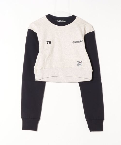 トレーナー スウェット Cropped switching sweat レディース