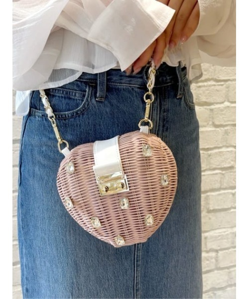 大人気!! SAMANTHAVEGA ジュエリーハート型ショルダーかごバッグ ジュエリーハート型ショルダーかごバッグ(FREE ピンク