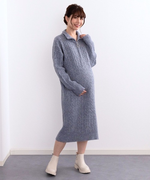 SweetMommy（スウィートマミー） マタニティ ハーフジップ ニット