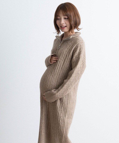 SweetMommy（スウィートマミー） マタニティ ハーフジップ ニット