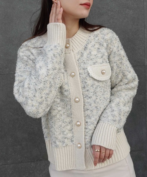 CORNERS（コーナーズ） カーディガン カラーネップノーカラーニット