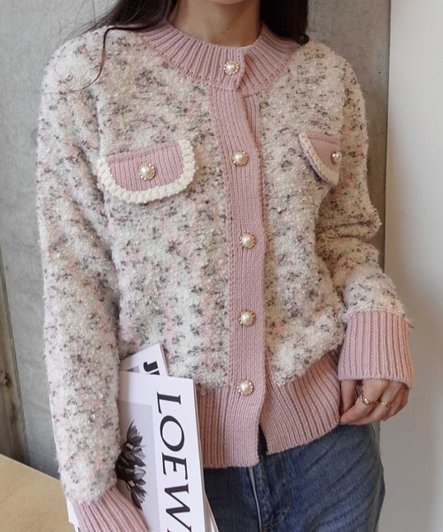 CORNERS（コーナーズ） カーディガン カラーネップノーカラーニット