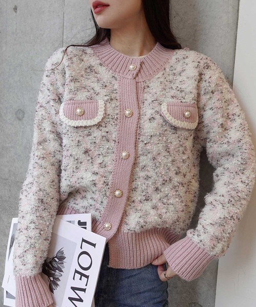 CORNERS（コーナーズ） カーディガン カラーネップノーカラーニット