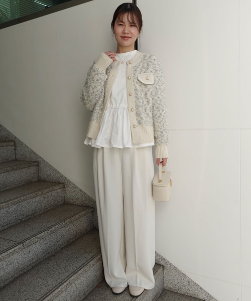 CORNERS（コーナーズ） カーディガン カラーネップノーカラーニット