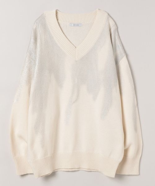 JEANASIS ニット セーター ハクプリントコットンVプルオーバー