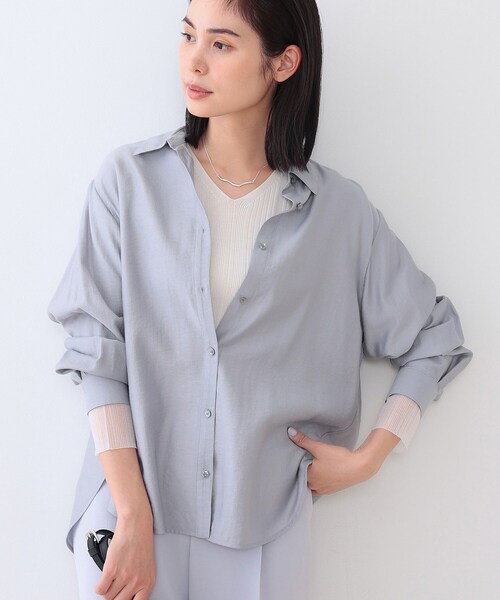 ブラウス シャツ 春SALE！「洗える／シアー」ドビーストライプシャツ レディース