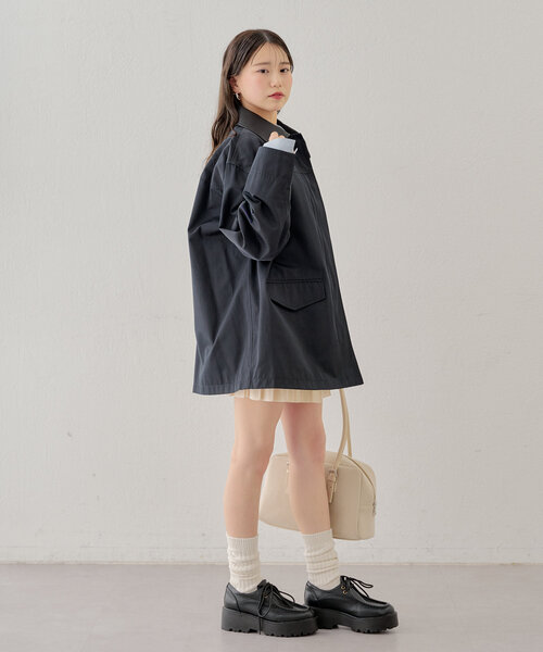 トップス　コート　ジャケット Chico コート アウター 襟レザージップトレンチジャケット