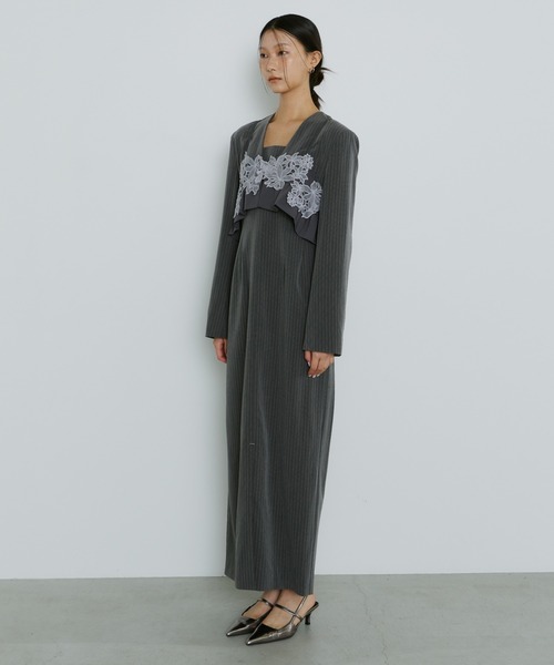 ANDRESD ドレス pinstripe tailored bustier dress ピン