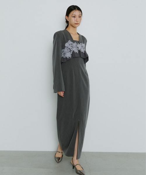 ANDRESD ドレス pinstripe tailored bustier dress ピン
