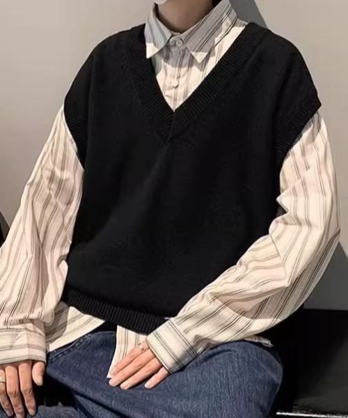paradigm ベスト ジレ コットンニットコンパクトベスト
