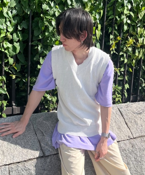 CELENA BEATS ベスト ジレ ルーズ Vネック プルオーバー ニットベスト 