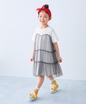 ワンピース ふんわり チュールドッキングワンピ...の詳細画像3