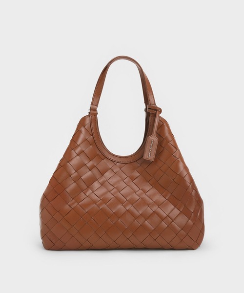 追跡★Charles&Keith ポーチ付 Ivette 編み込みトートバッグ 追跡☆Charles&Keith ポーチ付 Ivette 編み込みトートバッグ