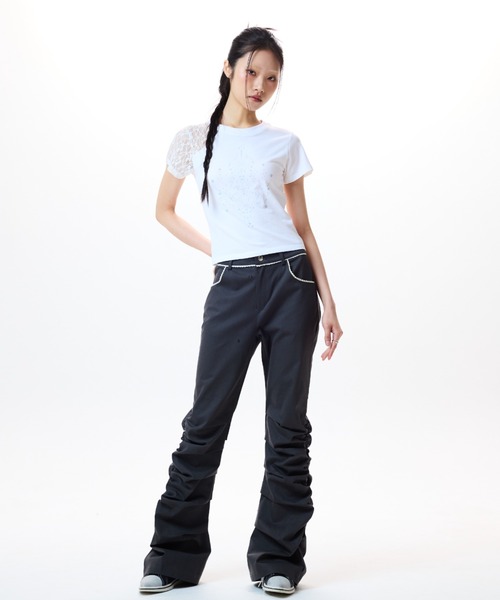 ★LUVISTRUE★IM FRILL SHIRRING PANTS(BLACK)★正規品/直送料込 LUVISTRUE パンツ IM FRILL SHIRRING PANTS レディース
