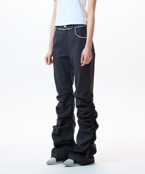 ★LUVISTRUE★IM FRILL SHIRRING PANTS(BLACK)★正規品/直送料込 LUVISTRUE パンツ IM FRILL SHIRRING PANTS レディース