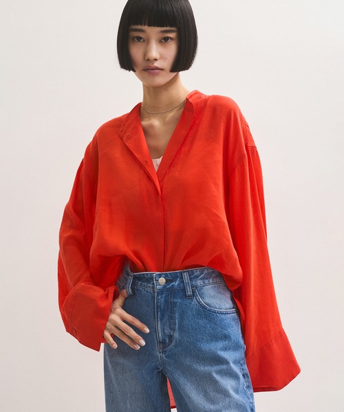 ブラウス シャツ 「サステナブル」バックオープンシャツ レディース ADAM ET ROPE' ブラウス シャツ 「サステナブル」バックオープン