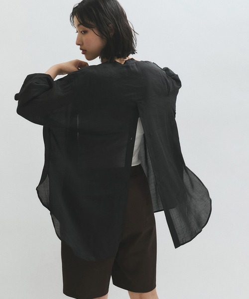 ADAM ET ROPÉ FEMME 【サステナブル】バックオープンシャツ ADAM ET ROPE' ブラウス シャツ 「サステナブル」バックオープン