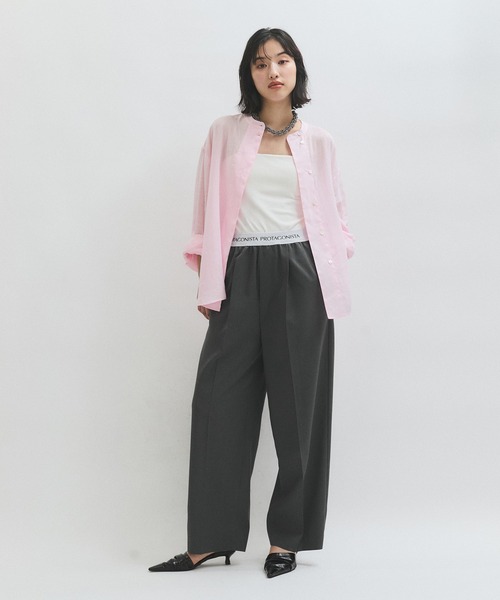 ADAM ET ROPÉ FEMME 【サステナブル】バックオープンシャツ ADAM ET ROPE' ブラウス シャツ 「サステナブル」バックオープン