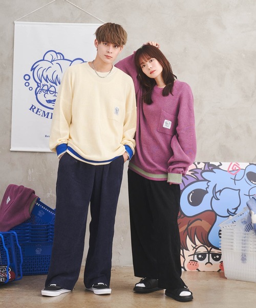 Remember. 「Remember.」 長袖ニット MEDIUM パープル メンズ