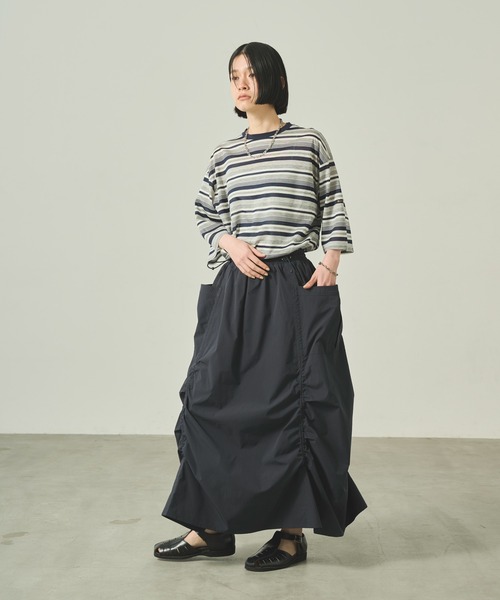 スカート Rien Long Skirt KHAKI kha:ki スカート 「KHA:KI / カーキ」 ドローストリングス
