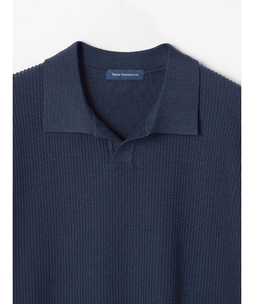 美品★V12 メンズ ポロシャツ BICOLOR POLO XL ネイビー MEN DOT MESH COOL ワイドスプレッドカラー 半袖ポロシャツ