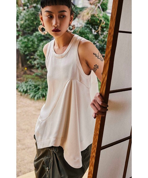 ブラウス シャツ SATIN DRAPE TANK TOP レディース