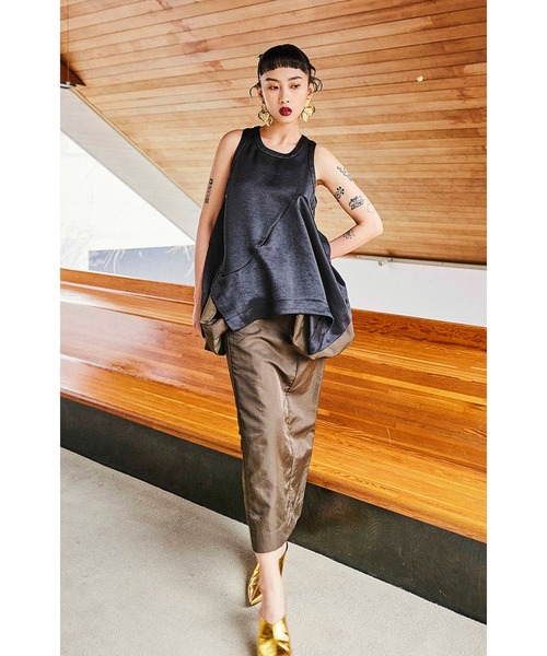 OMMO（オーエムエムオー） ブラウス シャツ SATIN DRAPE TANK TOP
