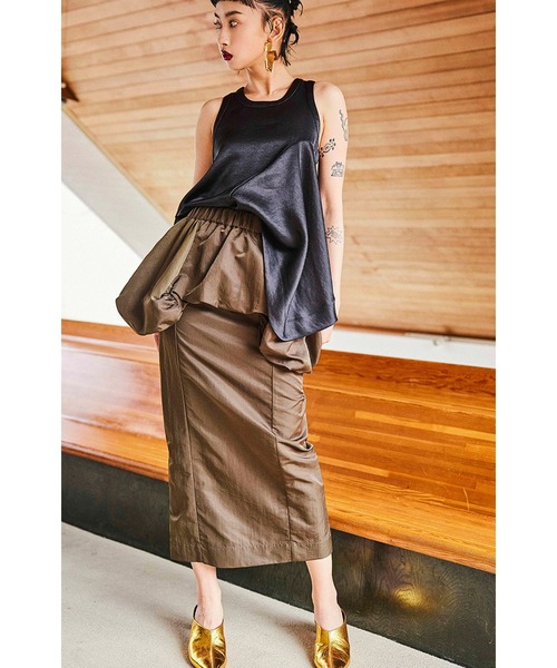 OMMO（オーエムエムオー） ブラウス シャツ SATIN DRAPE TANK TOP