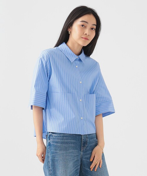 ブラウス シャツ 半袖 クロップド シャツ（S〜M） レディース