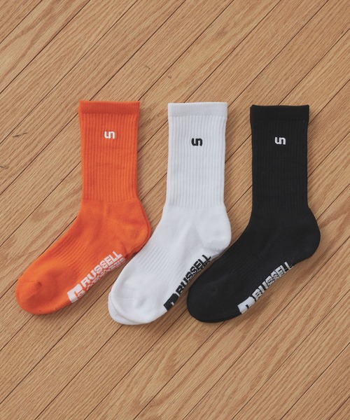 みぃRUSSELL ストライプデザイン ソックス 3足セット Russell Athletic（ラッセル アスレティック） 靴下 「Unblend