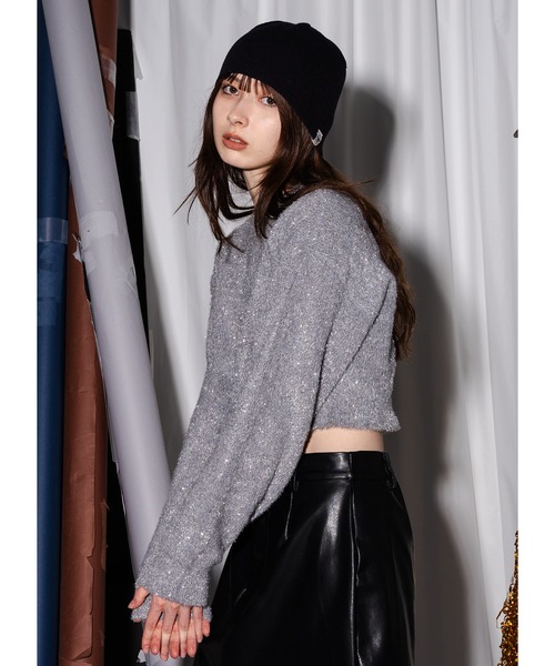 「Adoon plain」 長袖ニット FREE ライトグレー レディース_画像7