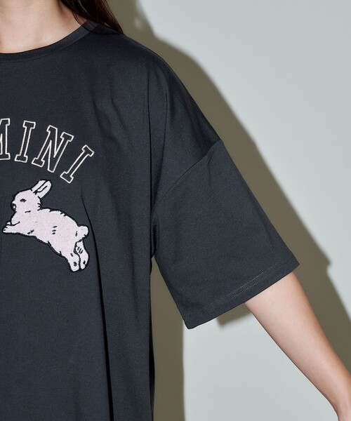 PUBLUX tシャツ PUBLUX/パブリュクス ウサギ 相良刺繍 オーバーサイズT