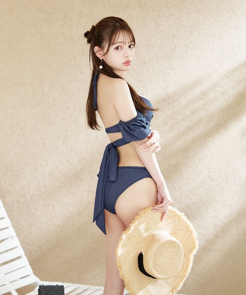 【sugar nine】くしゅっとオフショル袖シンプルビキニ【未使用】 ビキニ】【水着】くしゅっとオフショル袖シンプルビキニ 2点