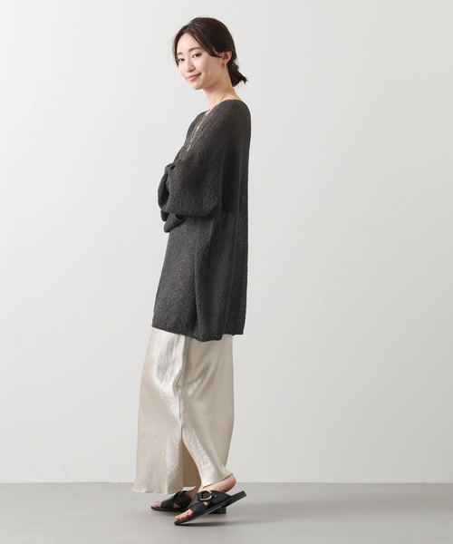 ニット セーター 和紙ホールガーメントボートネックチュニック レディース Gready Brilliant ニット セーター 和紙ホールガーメントボート