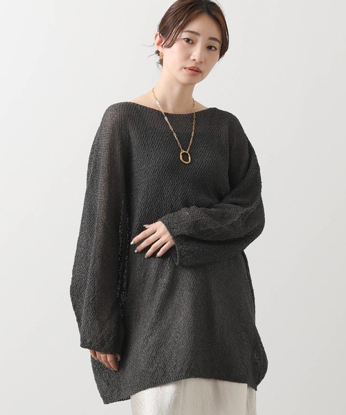 ニット セーター 和紙ホールガーメントボートネックチュニック レディース Gready Brilliant ニット セーター 和紙ホールガーメントボート