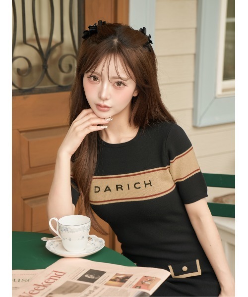 Darich ワンピース ポケットデザインロゴニットミニワンピース