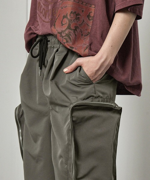 ワイドパンツ パンツ 「Alfred Alex」ルーズシルエットZIPポケット