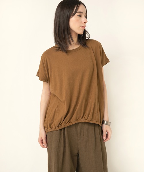tシャツ M2486 綿ヘンプヘムギャザープルオーバー レディース